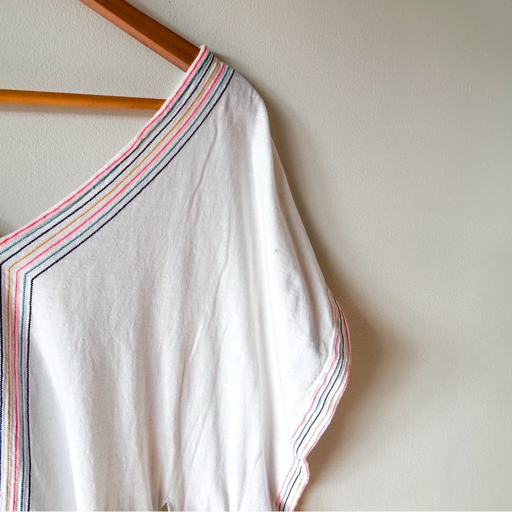 Boden Eloise Jersey Kaftan Tunic Beach Coverup Cotton Boho White Colorful Small - Picture 11 of 16